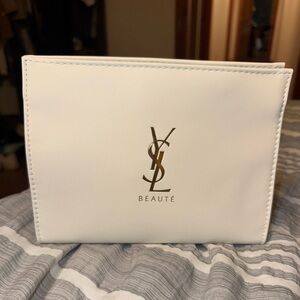 Saint Laurent White and Gold Cosmetic Bag